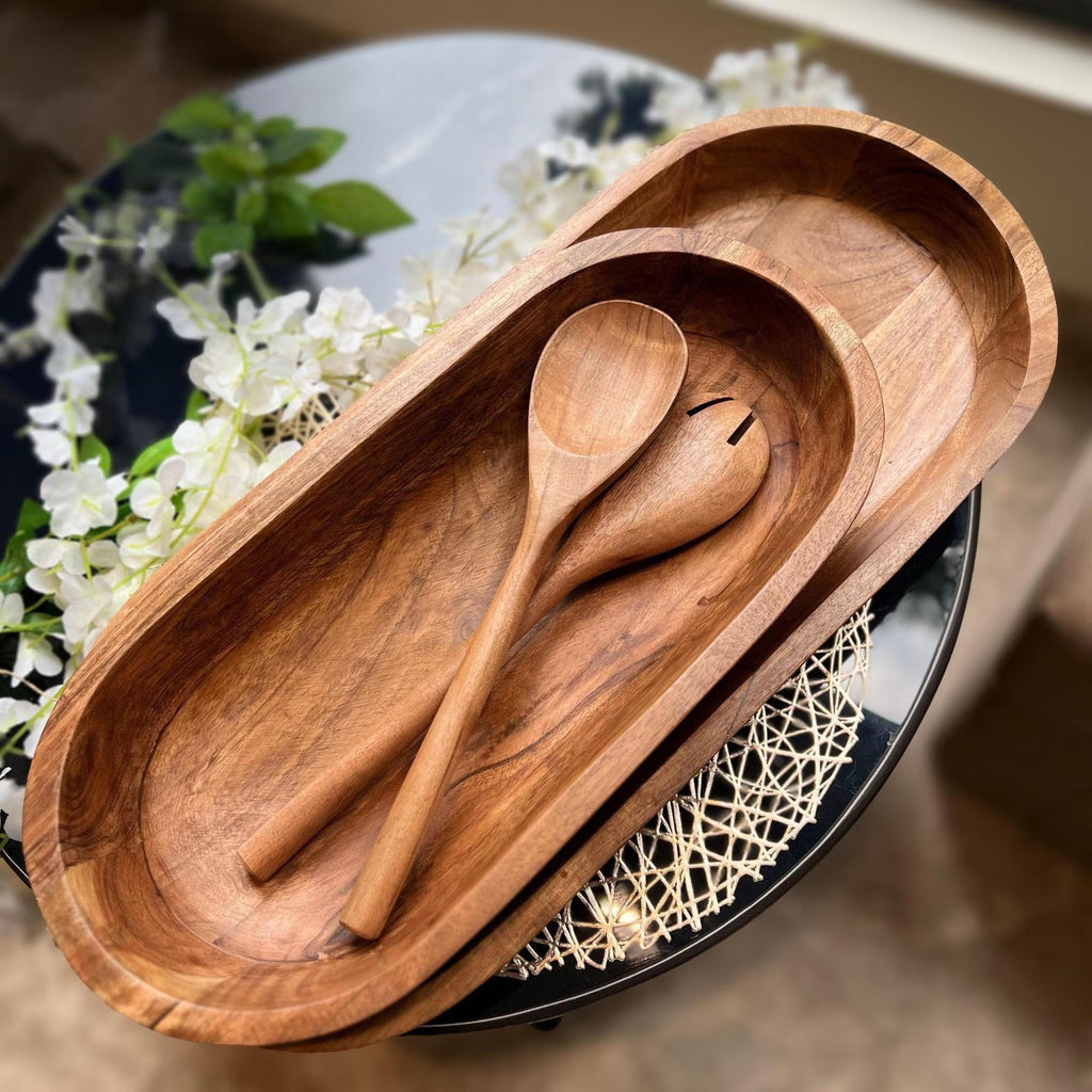 Handmade Dough Bowl: Large and XL Carved Wooden Centerpiece for Thanksgiving Hosting Gift