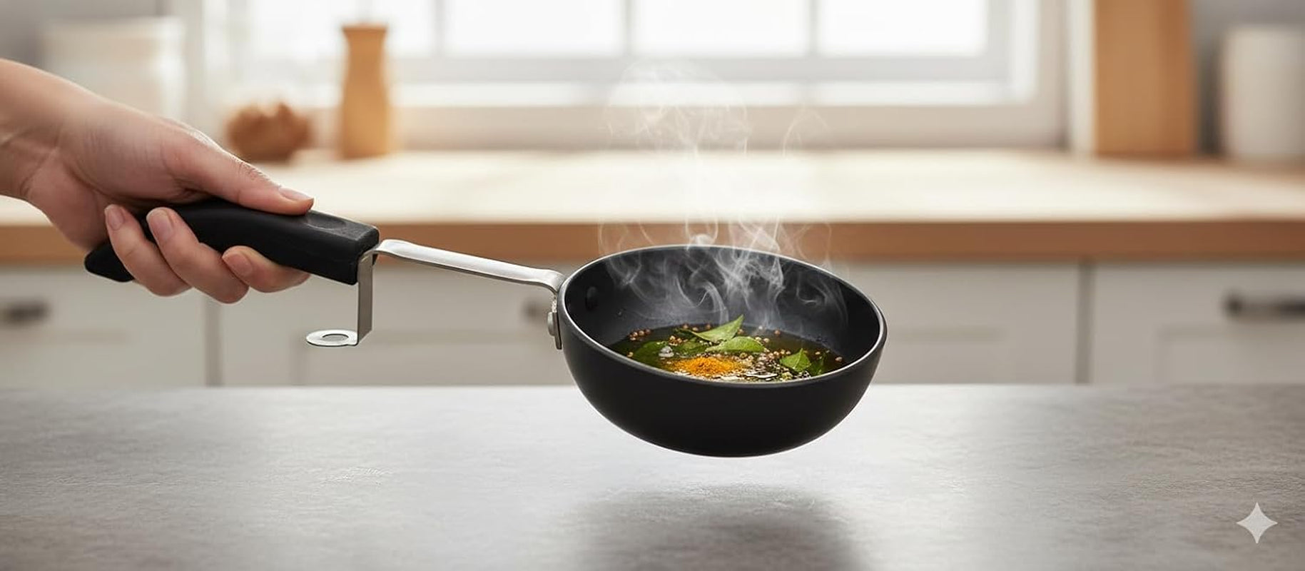 Hard Anodized Tadka Pan – Tempering Pan for Indian Cooking, Mini Saucepan for Butter Melting, Sauce, Glaze & Spices – Durable, Lightweight, Scratch Resistant, Easy to Clean, Multipurpose Kitchen Tool