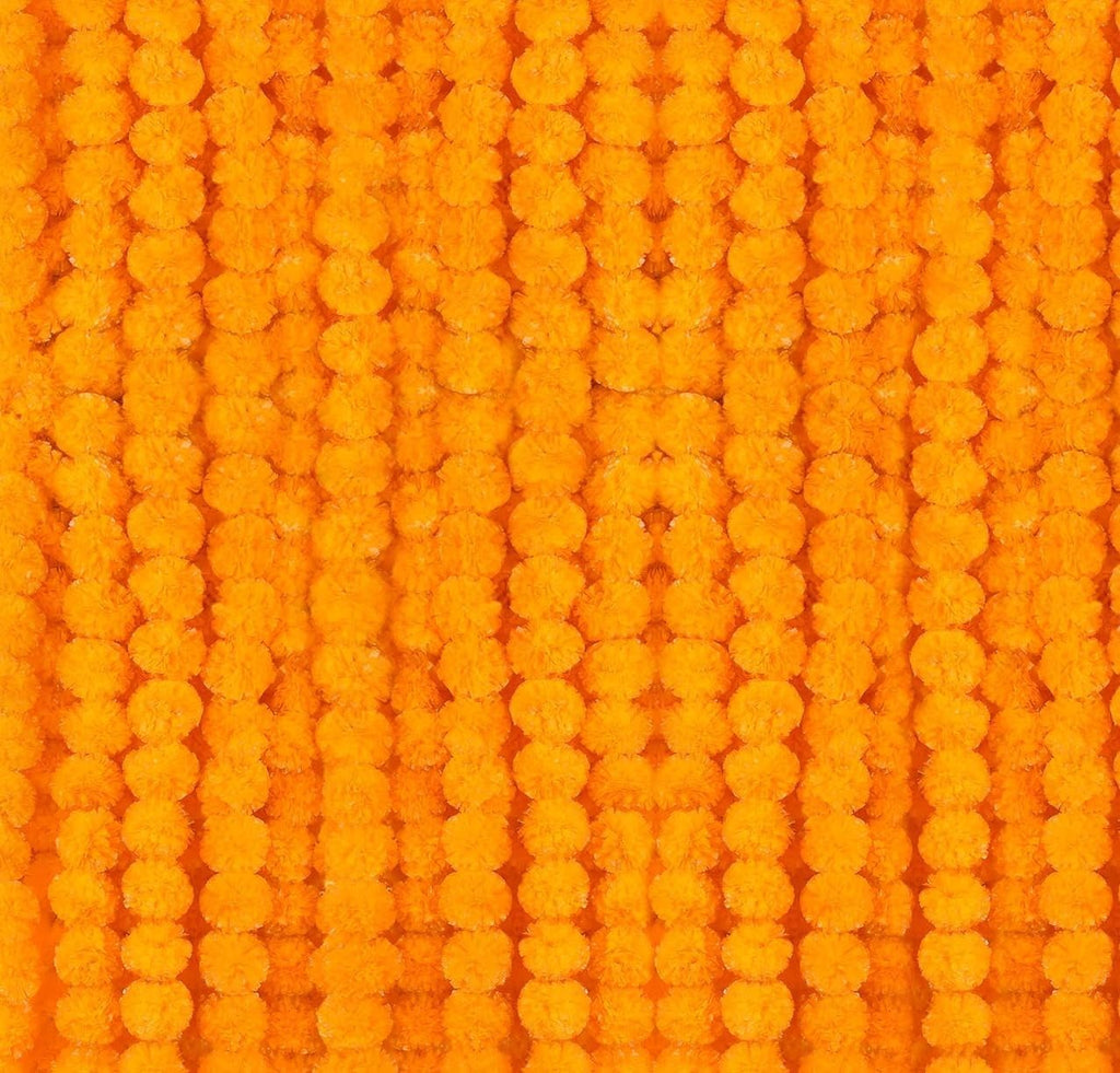 5 PC - 5 Feet Marigold Garland |Indian/American Wedding Party Mantle Decoration, Faux Garlands Wedding Garland, Diwali Decoration, Spring Bush Floral!