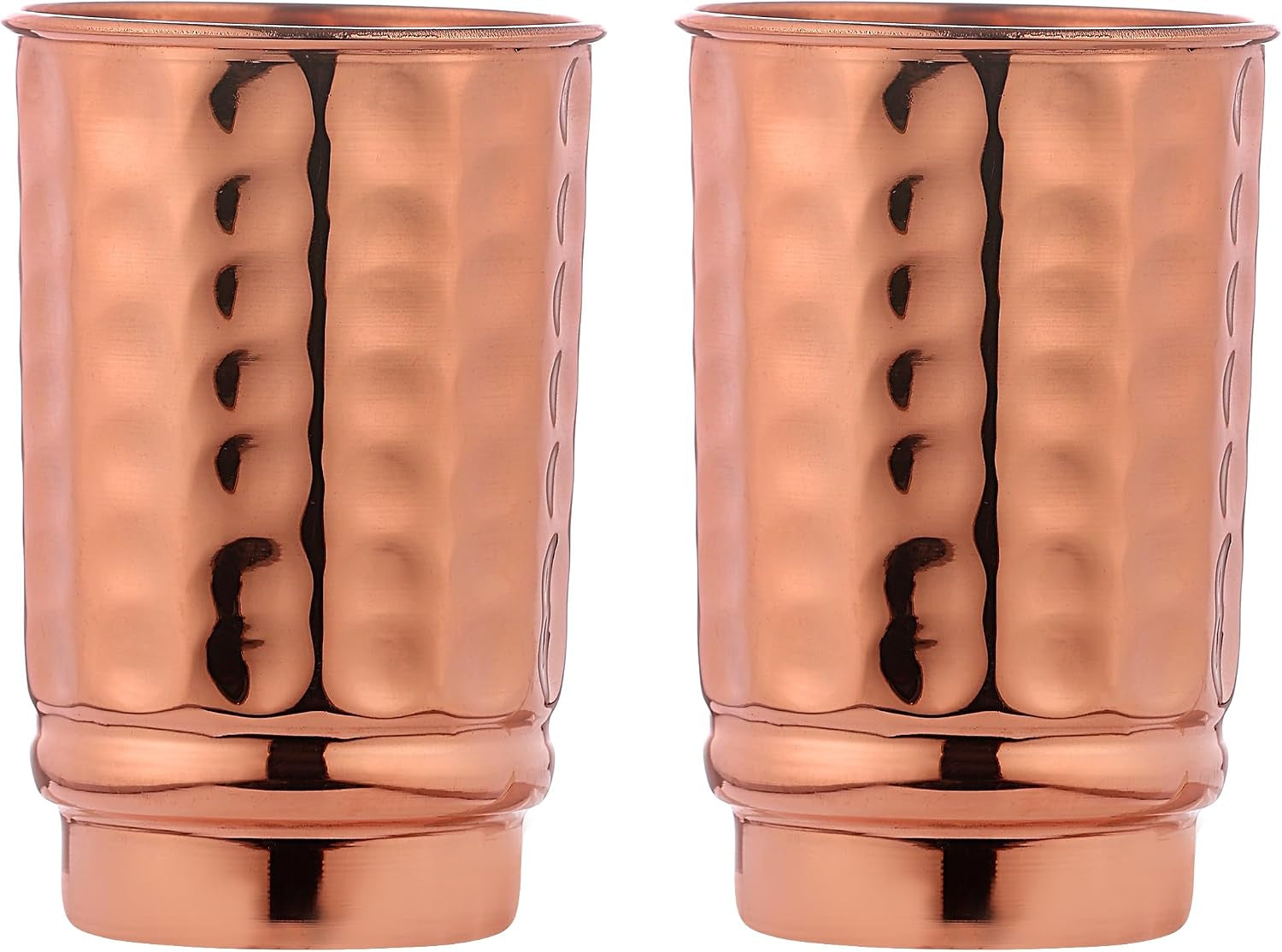 Hammered Pure Copper Tumblers Set of 2, for Ayurveda Health Benefits Unlined, UNCOATED and Lacquer Free - 350 Ml Capacity
