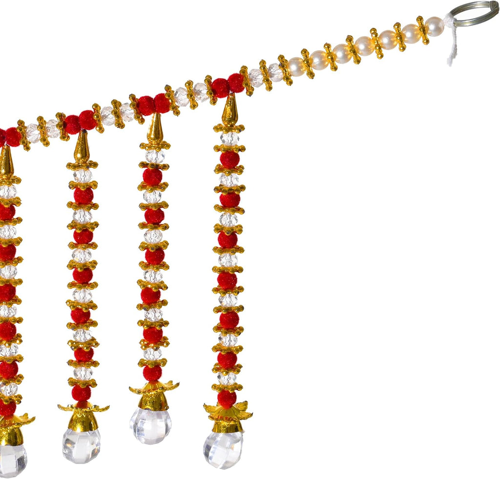 Toran Bandanwaar Decorative Hanging for Wall Door Home Temple Festival Wedding Function Party Decoration Décor and Gifting (White and Brown Beads)
