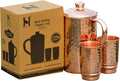 Copper Pitcher with 2 Copper Cups Set | Pure Copper Water Jug & Matching Tumblers Set for Home & Wellness, Hammered Finish Handcrafted for Daily Hydration & Natural Living