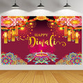 Happy Diwali Backdrop Banner Decorations, 59X35.5 Inch Indian Diwali Backdrop Decorations for Home Wall Hanging,Diwali Photo Booth Props Background Banner Diyas Decor Supplies