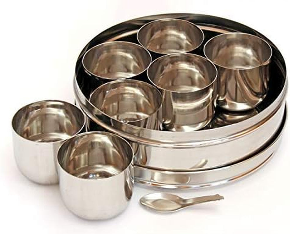 Stainless Steel Masala Dabba Spice Box,Spice Containers Masala Dabba 7 Compartments