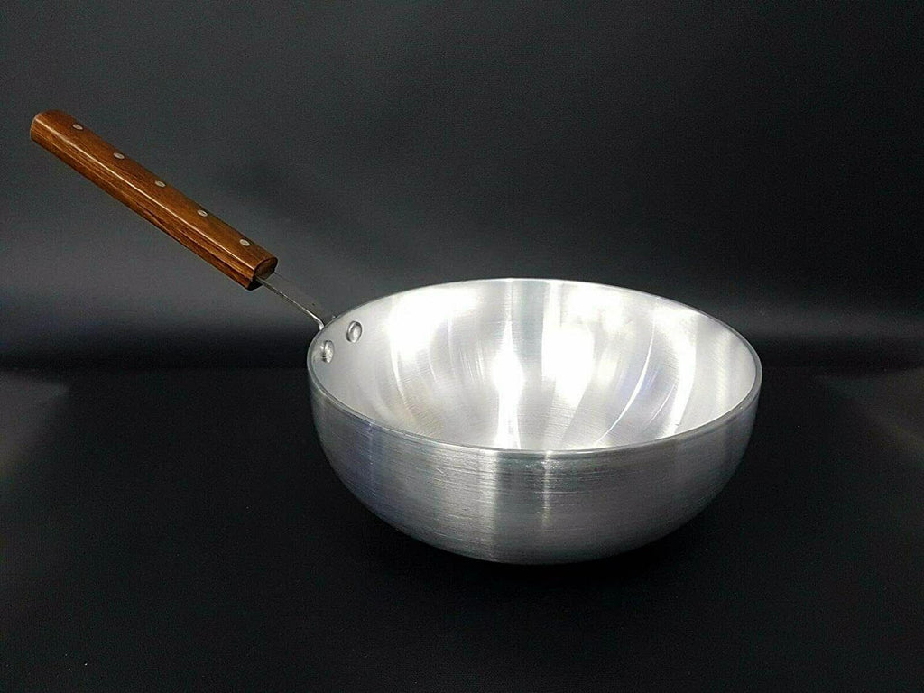 Aluminium Deep Biryani Pan with Wooden Handle 24Cm Restaurant Catering Flat Base
