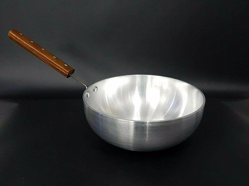 Aluminium Deep Biryani Pan with Wooden Handle 24Cm Restaurant Catering Flat Base