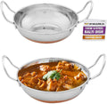 15Cm Balti Dish - Karahi, Metal Curry Serving Plate, Stainless Steel, Copper Base | Traditional Serving Dish | Suitable for Home, Kitchen & Restaraunts, Serving Karahi, Indian Curry (1)