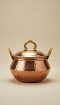 Copper Tadka Pan With Wooden Handle