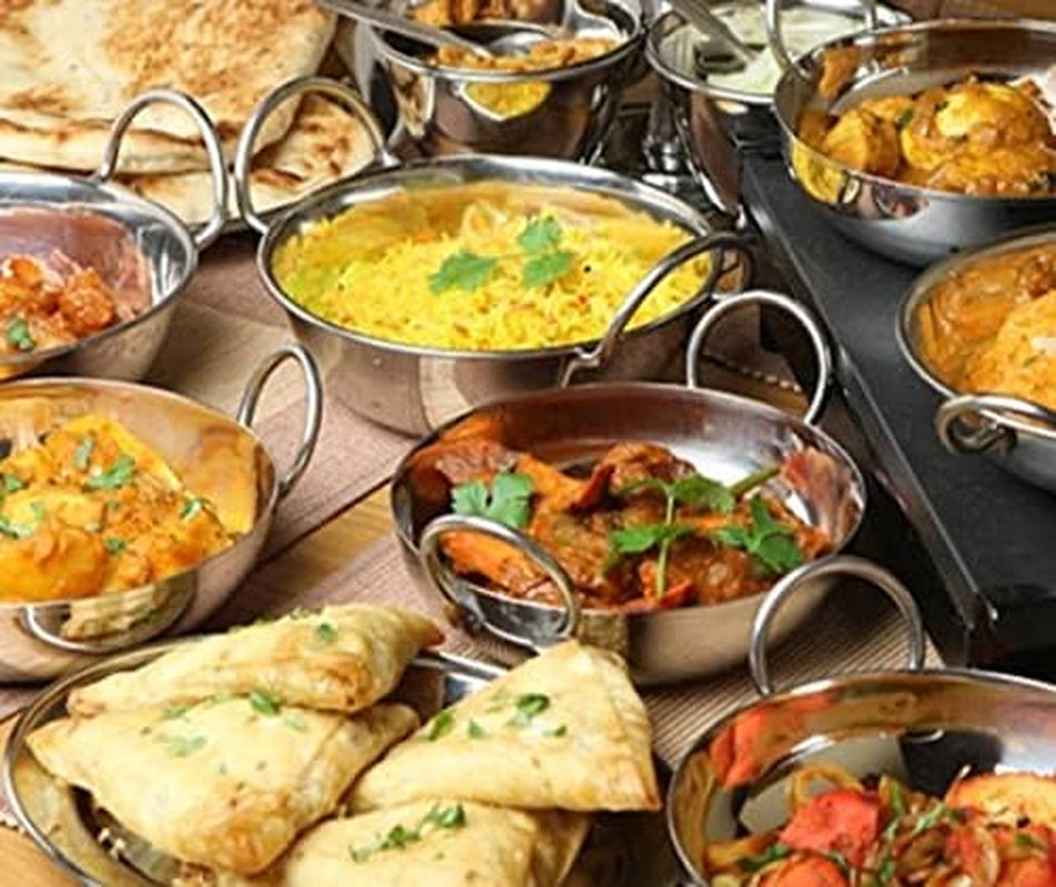 Balti Dish Set of 4. Stainless Steel 13Cm, Curry Bowel and Indian Cuisine Dishes. Multipurpose Indian Serving Karahi Restaurant Style Food Cooking and Serving Handled Dishes. (13Cm X 4 Pack)