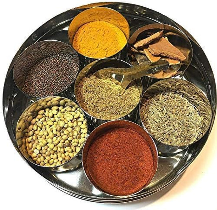 Stainless Steel Masala Dabba Spice Box,Spice Containers Masala Dabba 7 Compartments