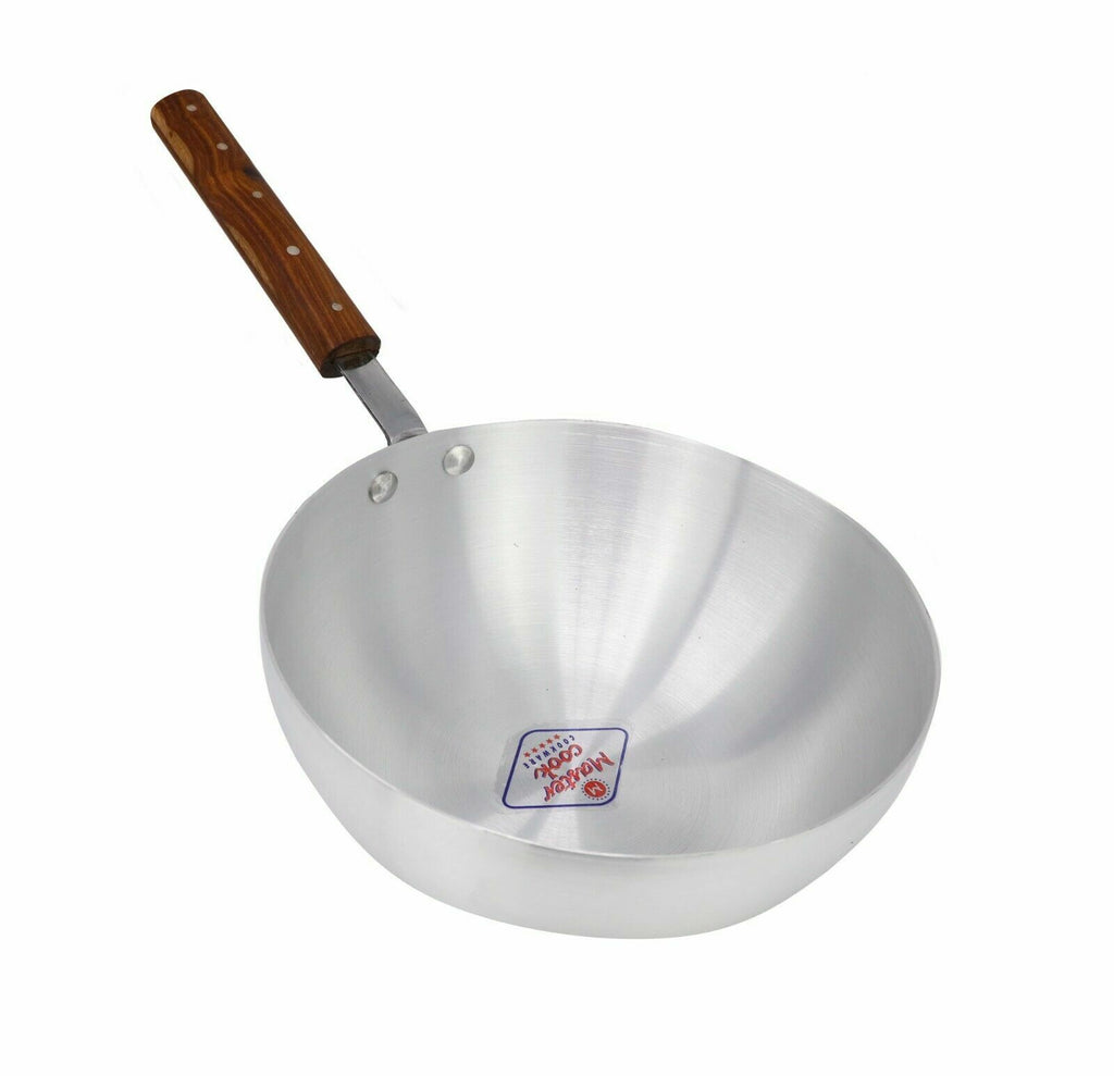 Aluminium Deep Biryani Pan with Wooden Handle 24Cm Restaurant Catering Flat Base