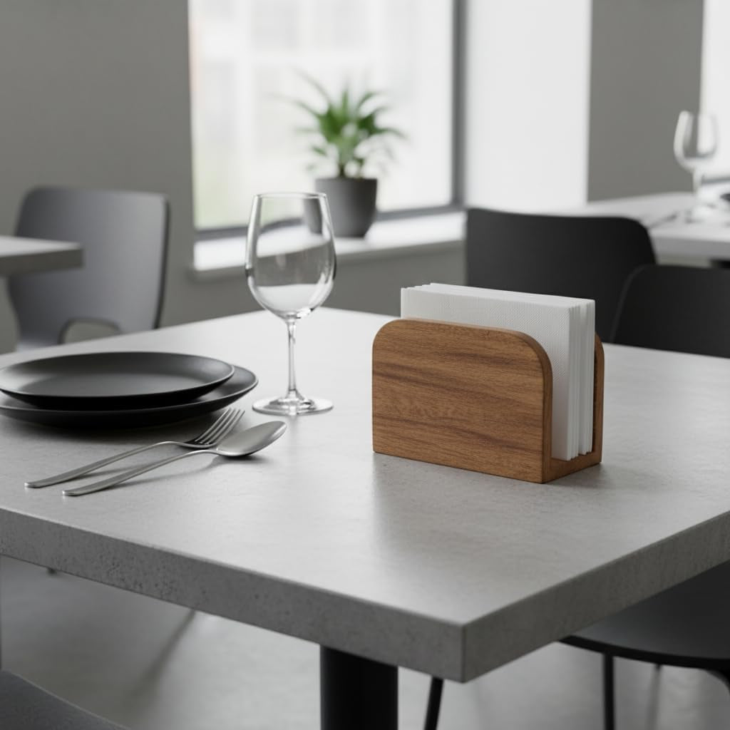 Mango Wood Napkin Holders Burning Finish for Kitchen Upright Paper Napkin Storage Dispenser House, Party, Restaurant, Hotel, Cafe, Bar Pack of 2 Pcs