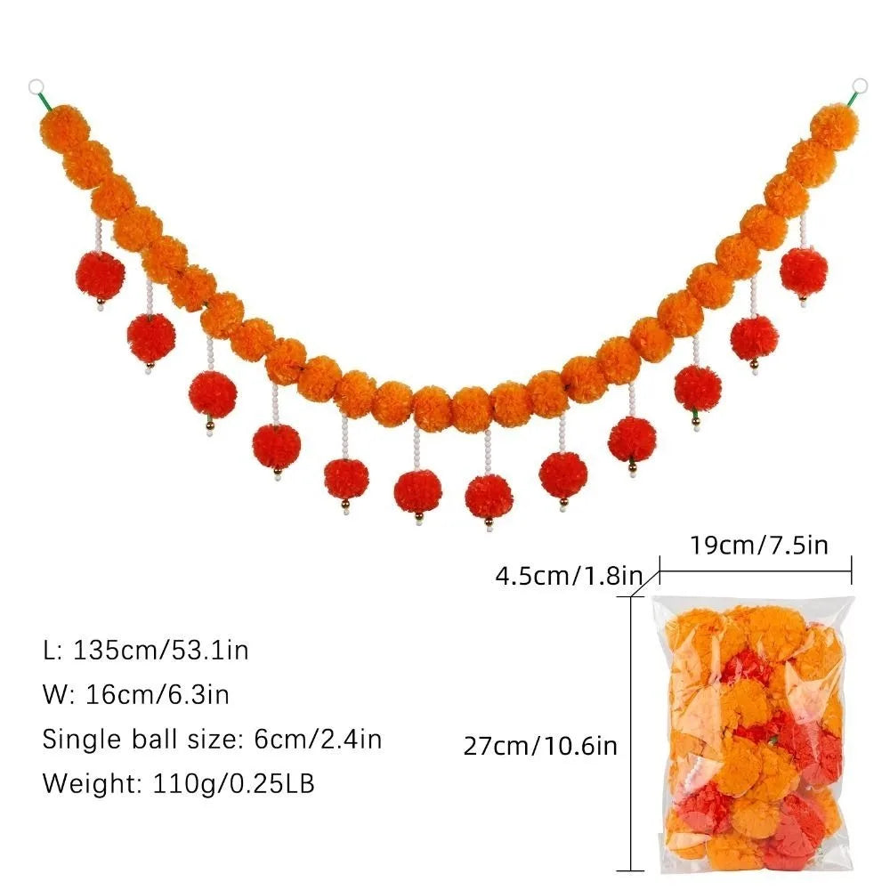Long Strands Artificial Marigold Garland Indian Décor Pooja Diwali Fiesta Pooja Marigold Flowers Bendable Pooja Wedding