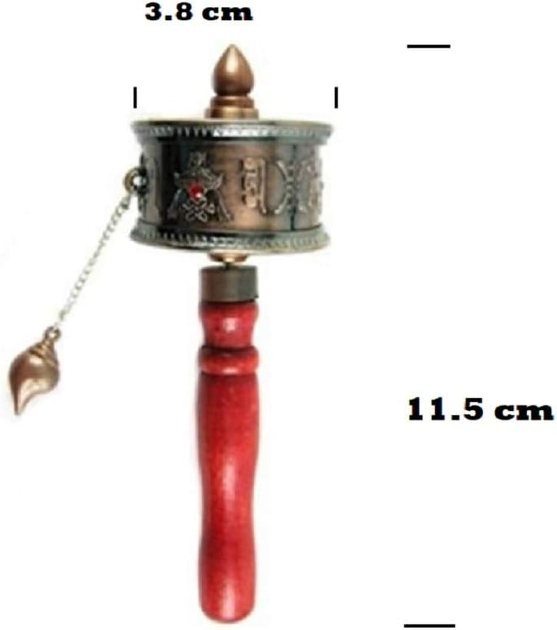 2 X Buddhist Functioning Mini Handheld Prayer Wheel with Scroll