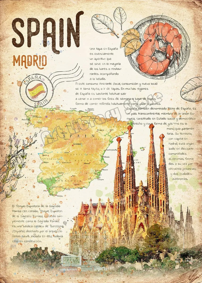 Abstract World Classic Food Travel Map Indian,Mexico,Japanese Food Poster Canvas Painting Wall Art Pictures Home Kitchen Decor