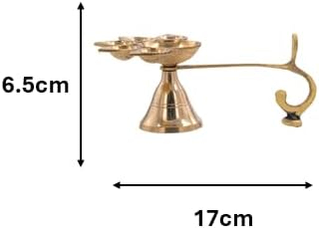Traditional Brass Panch Aarti Diya for Puja Essential Pooja Article for Aarti Arti Deepak Deepam for Home Temple Décor Accessory Gifts (Panch Aarti Diya)