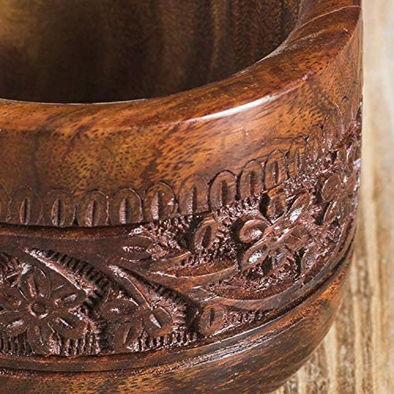 Mother'S Day Gifts Handmade Natural Wooden Mortar & Pestle Mixing Grinder Set for Garlic Press, Coffee Grinder, Ginger Crusher, Spice Grinding & Kitchen 4 Inch Diameter