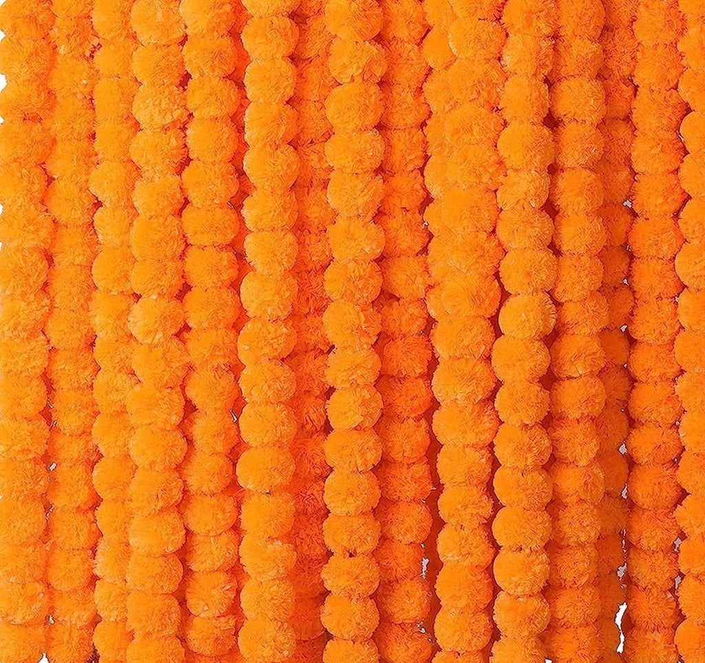 5 PC - 5 Feet Marigold Garland |Indian/American Wedding Party Mantle Decoration, Faux Garlands Wedding Garland, Diwali Decoration, Spring Bush Floral!