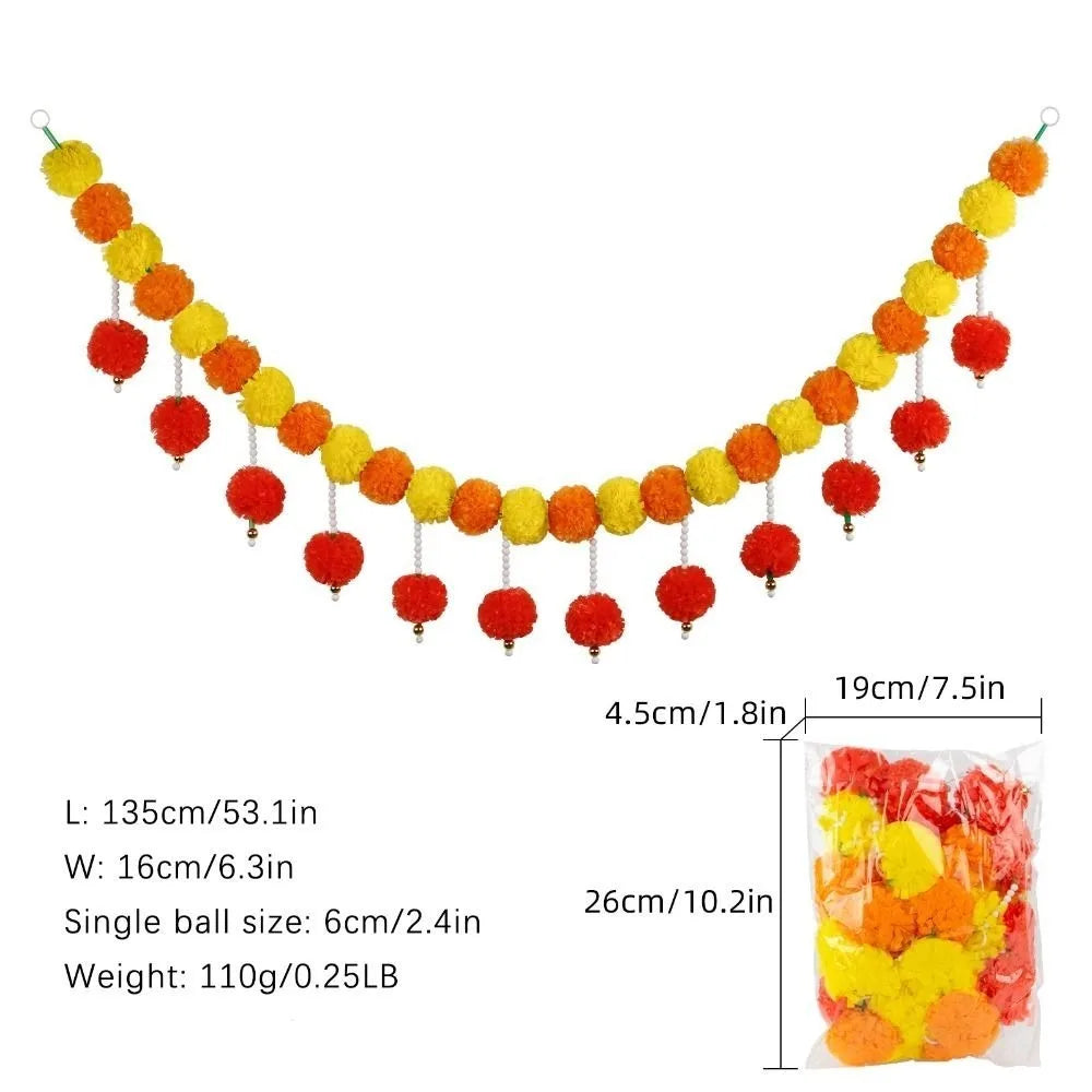 Long Strands Artificial Marigold Garland Indian Décor Pooja Diwali Fiesta Pooja Marigold Flowers Bendable Pooja Wedding