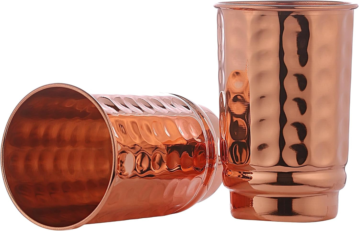 Hammered Pure Copper Tumblers Set of 2, for Ayurveda Health Benefits Unlined, UNCOATED and Lacquer Free - 350 Ml Capacity