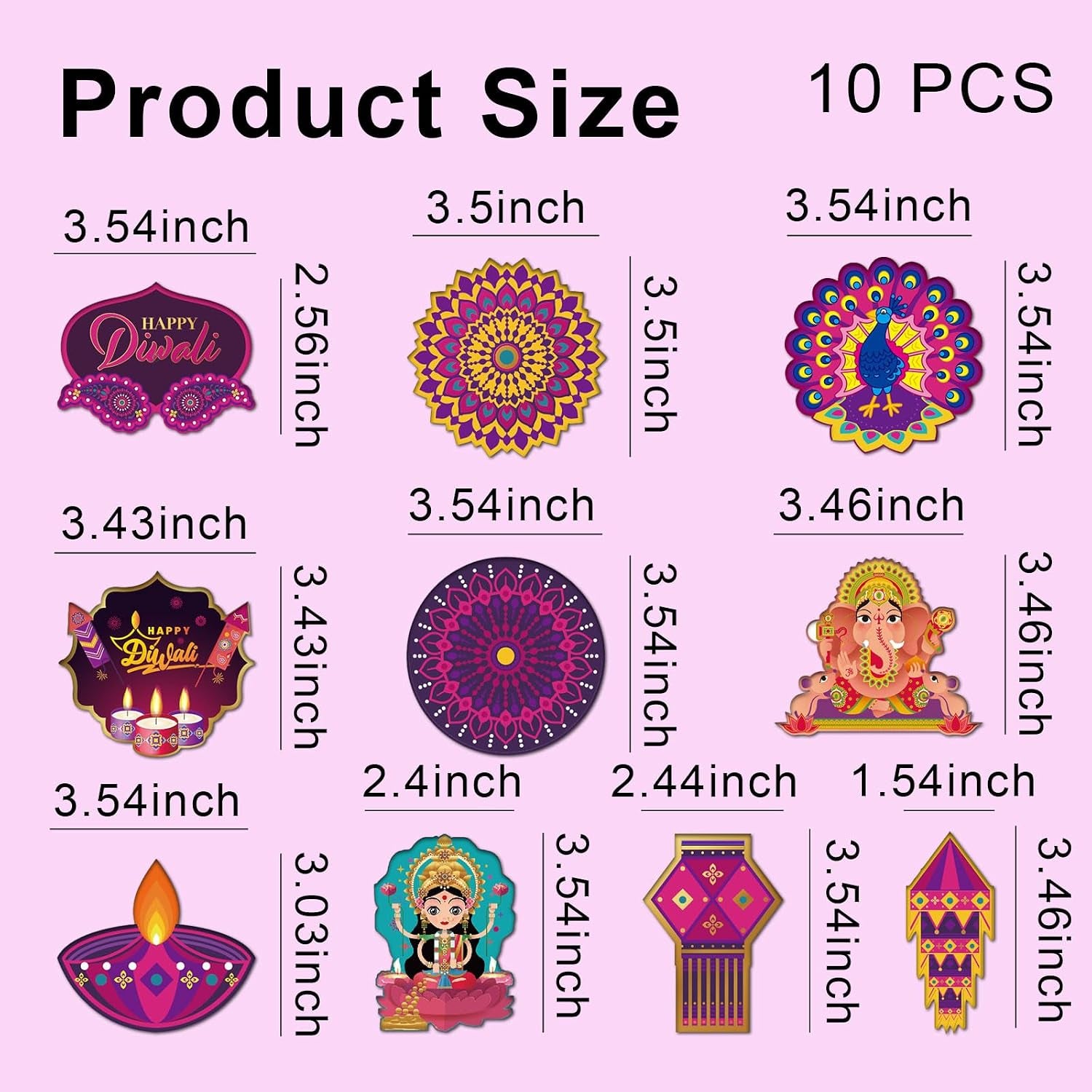 10 Pcs Diwali Rangoli Wooden Diwali Decorations for House, Indian Pooja Decorations for Diwali, Navratri, Wedding, Ganesh Pooja