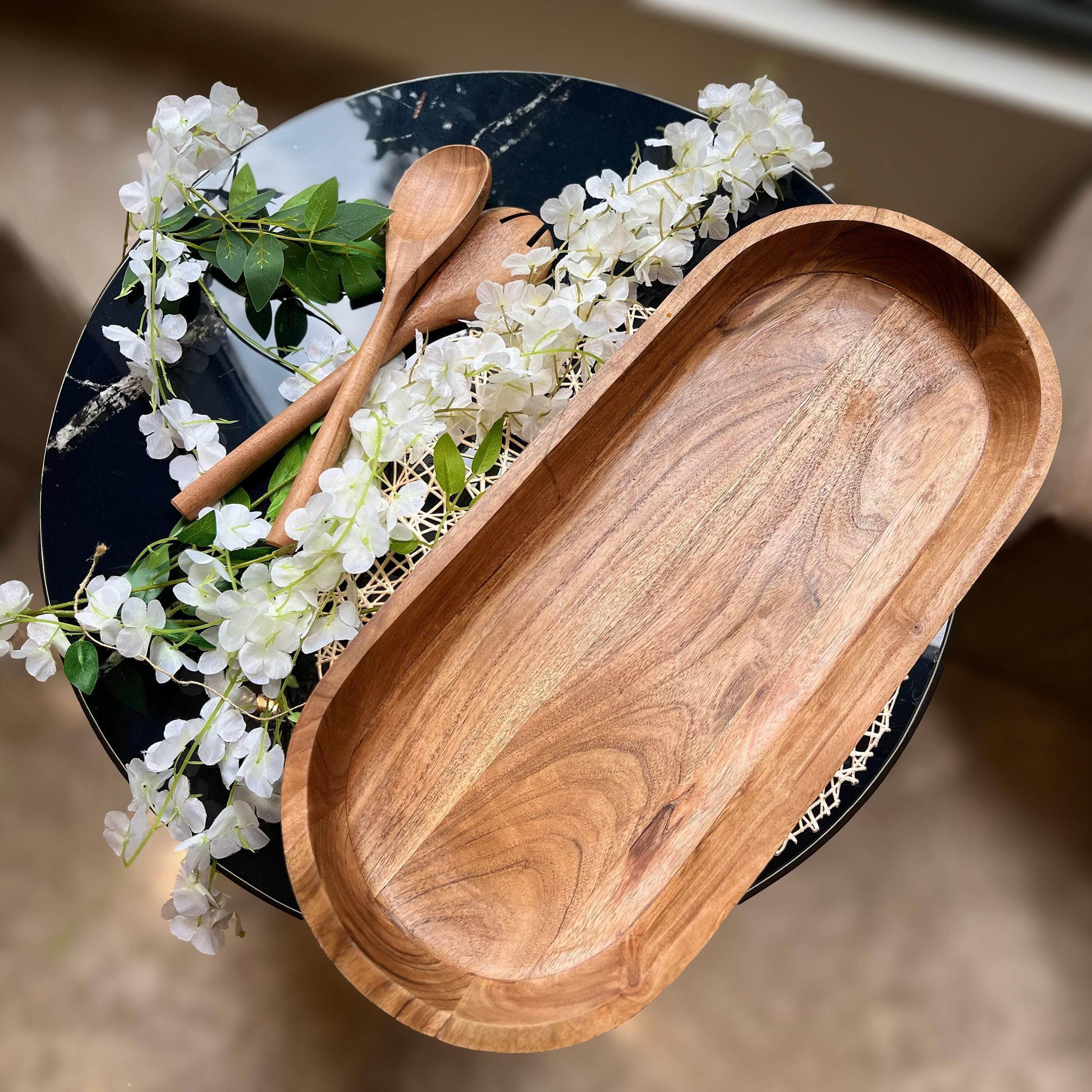 Handmade Dough Bowl: Large and XL Carved Wooden Centerpiece for Thanksgiving Hosting Gift