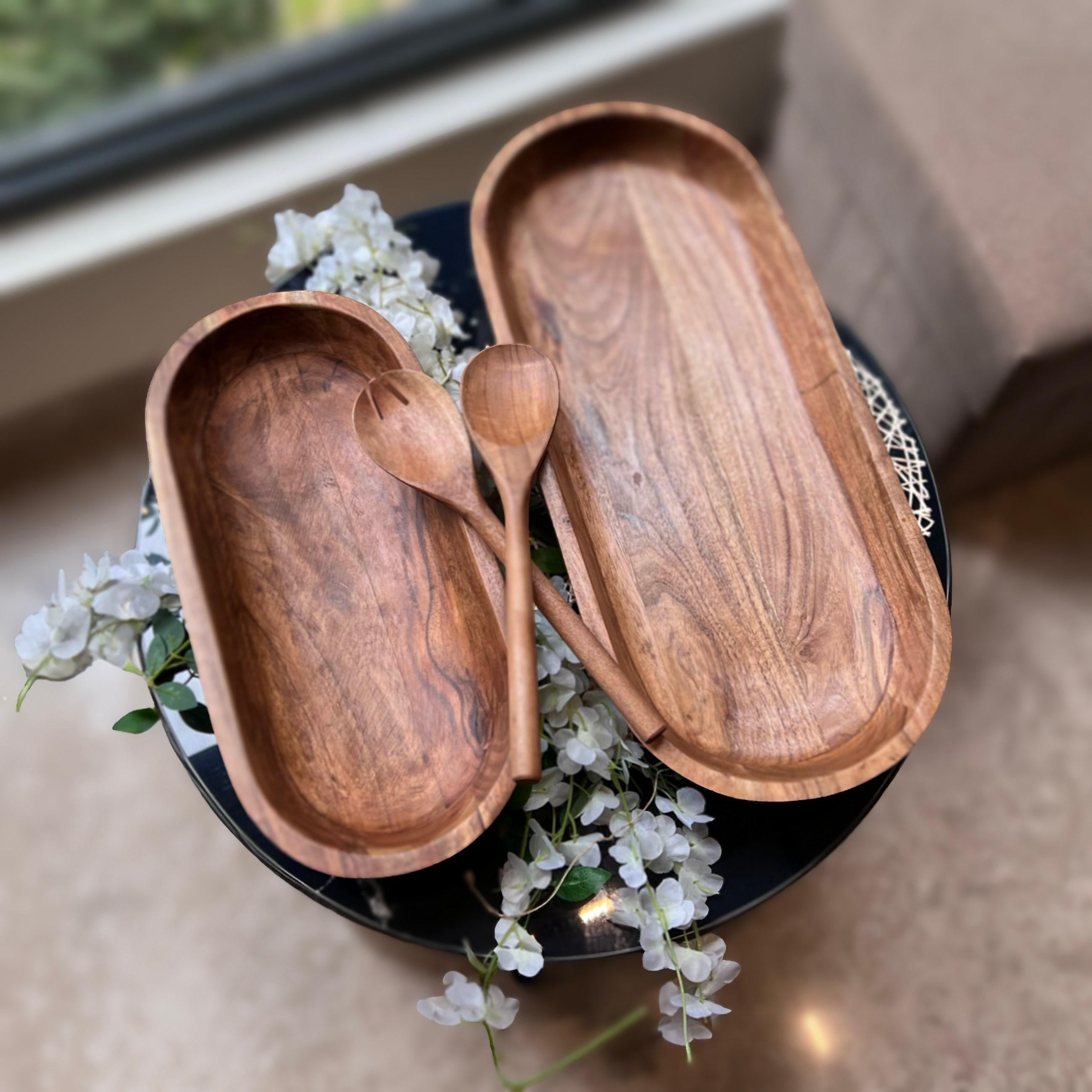 Handmade Dough Bowl: Large and XL Carved Wooden Centerpiece for Thanksgiving Hosting Gift