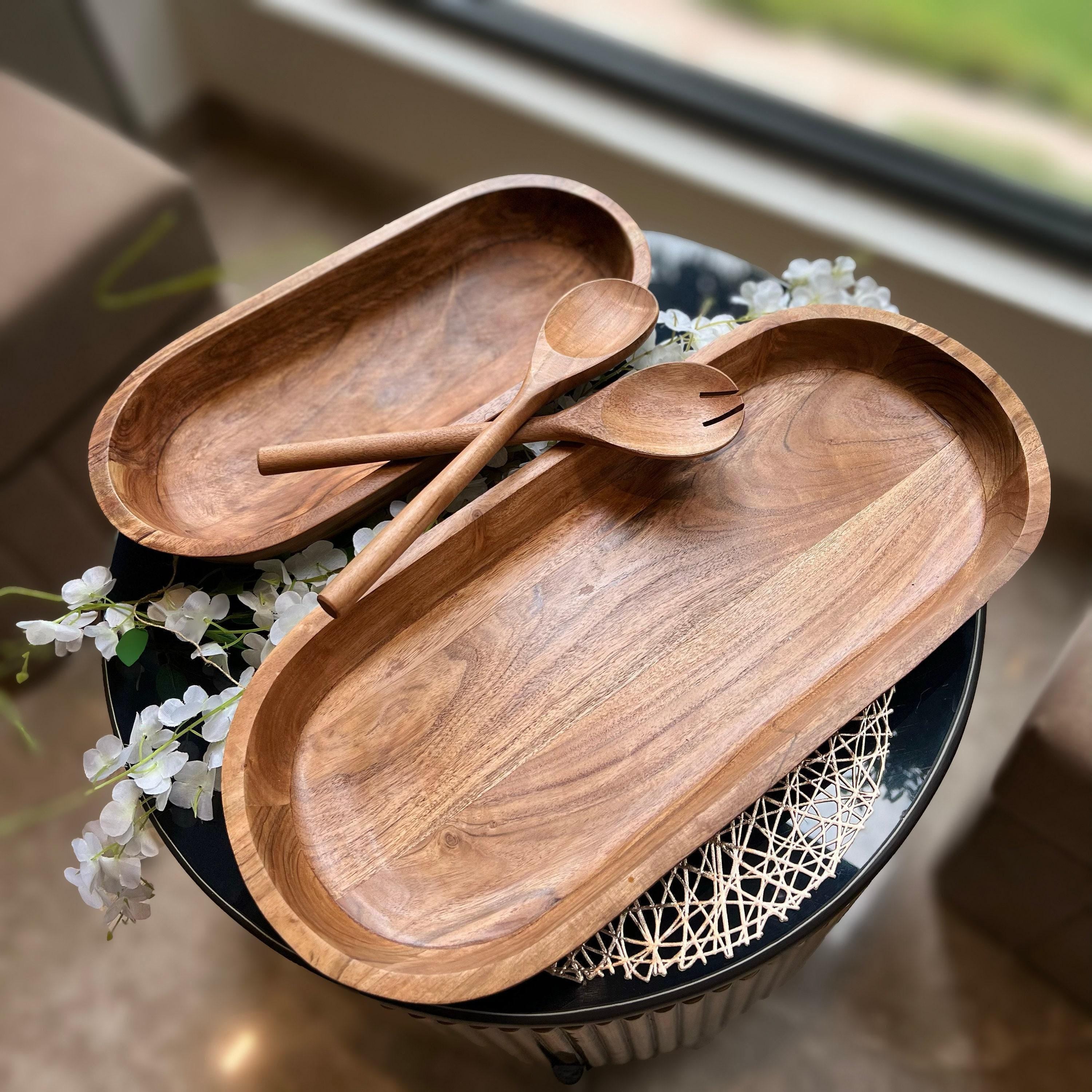 Handmade Dough Bowl: Large and XL Carved Wooden Centerpiece for Thanksgiving Hosting Gift